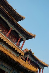 Fototapeta na wymiar Roofs of Chinese palace or temple - Forbidden City, Beijing China