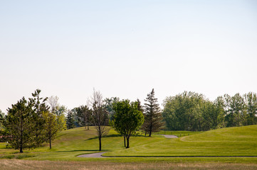 Golf course with nobody playing early in the morning