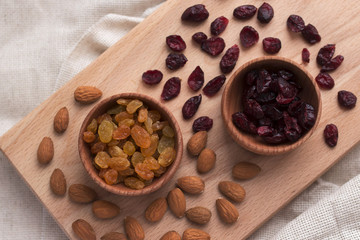 dried fruits in wooden spoons
