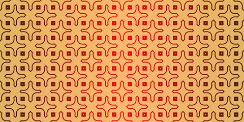 Traditional geometric Ornament. Seamless Vector Pattern. Interior Decoration, Wallpaper, Invitation, Fashion Design. Sunrise red color