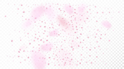 Nice Sakura Blossom Isolated Vector. Pastel Flying 3d Petals Wedding Paper. Japanese Gradient Flowers Illustration. Valentine, Mother's Day Pastel Nice Sakura Blossom Isolated on White