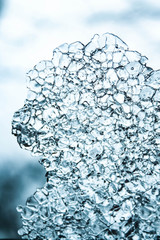 ice cubes on blue background