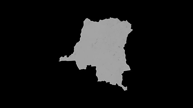 Democratic Republic of the Congo rotating 3D country map animation. Glossy surface with reflections.