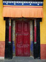 Wooden door of ancient temple