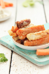 Gemüsesticks Vegetarisch Snack Pommes Gemüse Sticks Portion Tisch