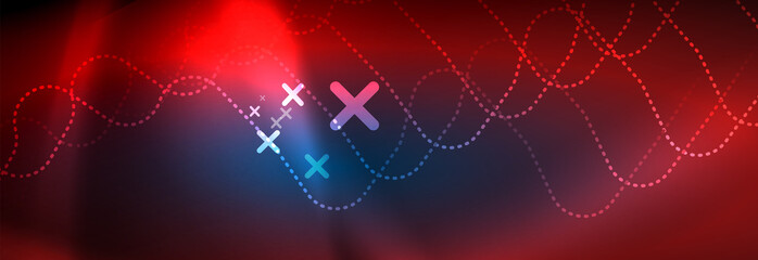 Neon glowing techno lines, hi-tech futuristic abstract background template with square shapes