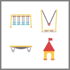 4 park icon. Vector illustration park set. amusement park and kid trapoline icons for park works