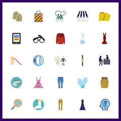 25 adult icon. Vector illustration adult set. jacket backside and wheelchair icons for adult works