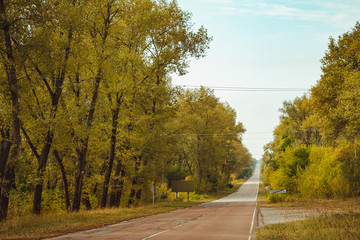 Chornobyl city road sign in exclusion zone. Radioactive zone in Pripyat city - abandoned ghost...