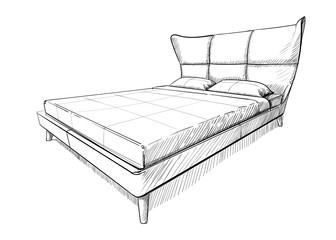 Double bed vector illustration - 255774454