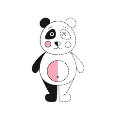 Simple educational game for kids. Illustration of funny panda for coloring book