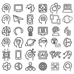 artificial intelligence simple icon set