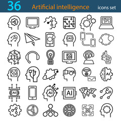artificial intelligence simple icon set