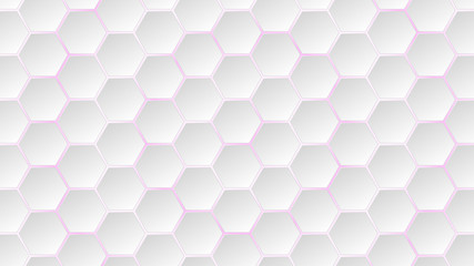Abstract background of white hexagon tiles with purple gaps between them