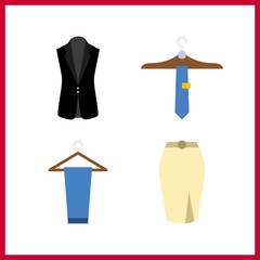 4 dress icon. Vector illustration dress set. jilet and trousers icons for dress works