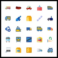 25 delivery icon. Vector illustration delivery set. ship and chain icons for delivery works