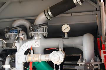 pump compartment of fire engine with a pump and communications located in it