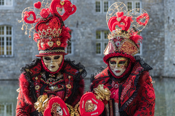Fototapeta na wymiar Carnaval de Venise dans les Jardins d'Annevoie