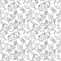 space, seamless_4_illustration of pattern decoration and design background in the style of childrens drawings