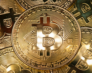 Fototapeta na wymiar Bitcoin. Cryptocurrency, close-up