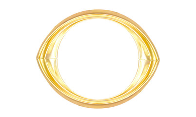 Gold oval frame isolated on white background