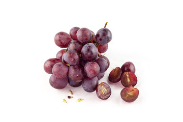Ripe red grape isolated on white background