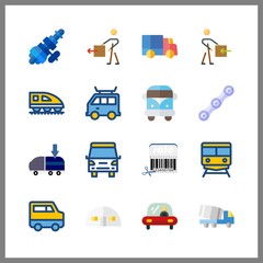 16 logistic icon. Vector illustration logistic set. chain and van icons for logistic works
