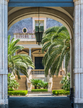 A cozy courtyard in Catania, Sicily, southern Italy.
