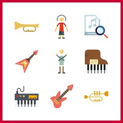 9 performer icon. Vector illustration performer set. dancer and music icons for performer works