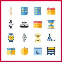 16 time icon. Vector illustration time set. stopwatch and calendar icons for time works