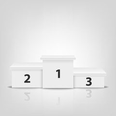 Realistic Vector 3d White Winners Podium Closeup Isolated on White Background. Victory, Award Pedestal. First, second, third place. Design template