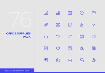 Vector Line Icons Office Supplies Pack