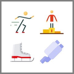 4 sports icon. Vector illustration sports set. running and exhaust pipe icons for sports works