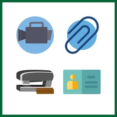 4 clip icon. Vector illustration clip set. paperclip and stapler icons for clip works