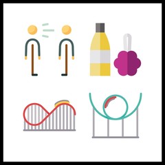 4 facial icon. Vector illustration facial set. roller coaster and scream icons for facial works