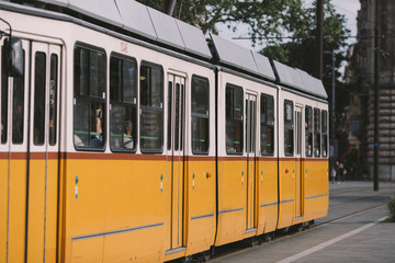 Fototapeta na wymiar old tram in Budapest, hungary