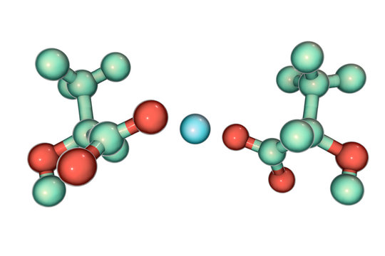 Calcium Lactate Molecule, 3D Illustration, It Is Used In Food Industry As Food Additive E327 And As Medication