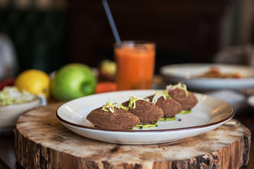 Healthy vegeterian food. Spring vitamin dieting food. Pate from red beans.