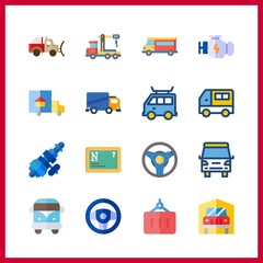 Obraz na płótnie Canvas 16 truck icon. Vector illustration truck set. crane truck and transportation icons for truck works