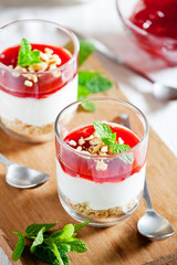 Couple Of Homemade Cheesecakes In A Glass