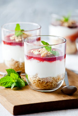 Glasses Of Homemade Strawberry Cheesecake