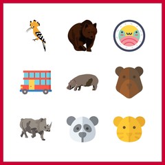 9 big icon. Vector illustration big set. panda and bear icons for big works