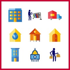 9 estate icon. Vector illustration estate set. property and rent icons for estate works
