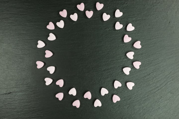 sweet sugar candy hearts with popping candy