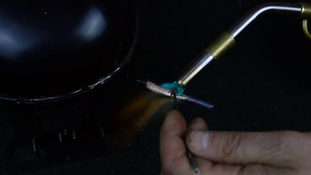 Refrigerator repair - brazed motor-compressor gas torch