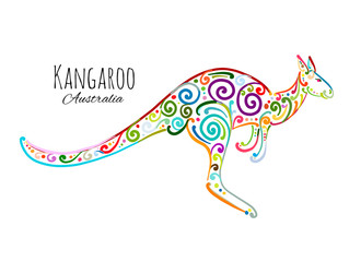 Ornate kangaroo, sketch for your design. - obrazy, fototapety, plakaty
