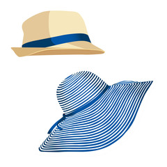 Women's summer hat. Vector illustration. Isolated on a white background.