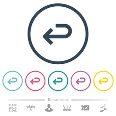 Back arrow flat color icons in round outlines