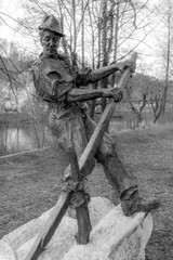 Denkmal an der alten Floßlände in Wolfratshausen