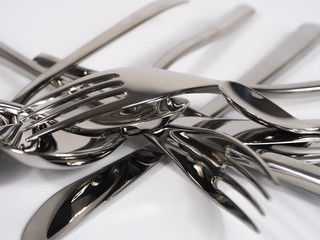 heap of modern cutlery